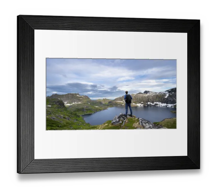 Framed Print : Mountaineers climbing Hermannsdalstinden