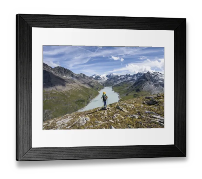 Framed Print : Mountaineer on the summit of Mont de la Blana