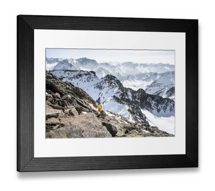 Framed Print : Mountaineer at the summit of the Sulzkogel