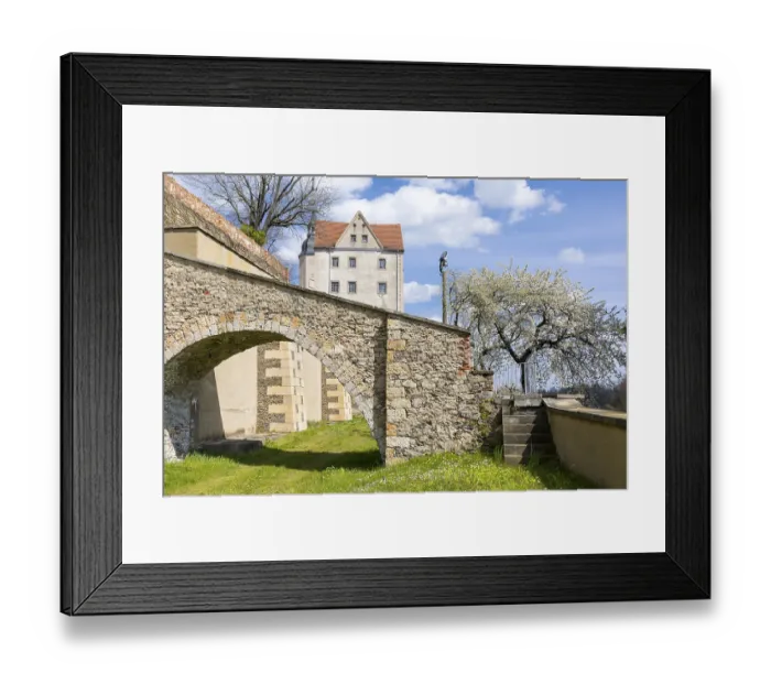 Framed Print : Castle, arched bridge with retaining wall Framed Print : Castle, arched bridge with retaining wall