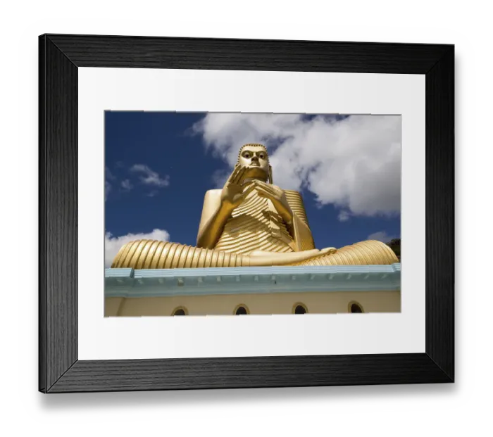 Framed Print : Giant Golden Buddha statue at Dambulla cave temple complex