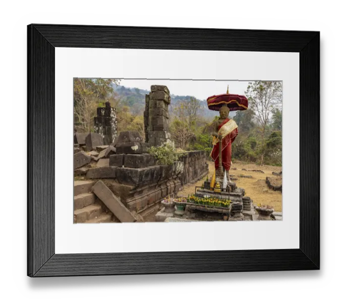 Framed Print : Statue of King Kammmatha, Dvarapala or gatekeeper at the mountain temple Wat Phu Framed Print : Statue of King Kammmatha, Dvarapala or gatekeeper at the mountain temple Wat Phu