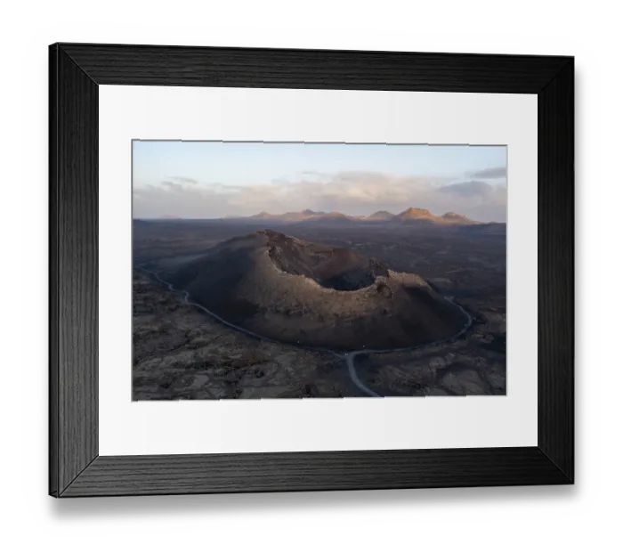 Framed Print : Aerial view of the El Cuervo volcano at sunrise Framed Print : Aerial view of the El Cuervo volcano at sunrise