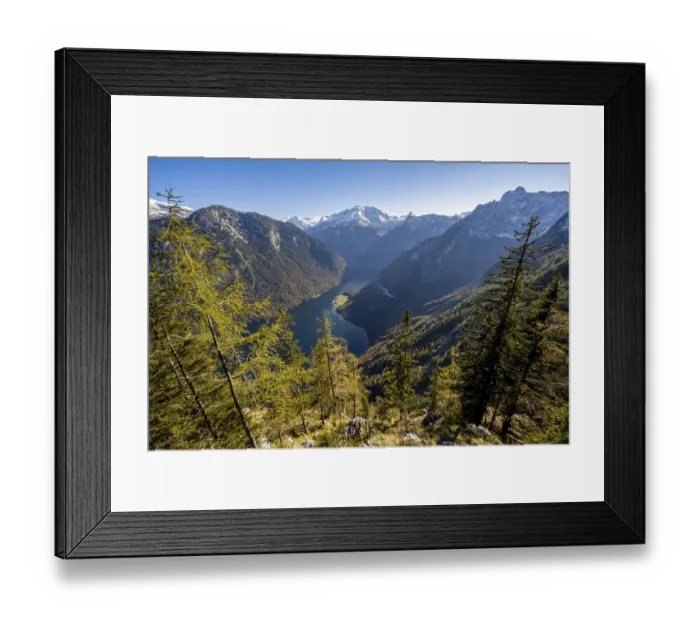 Framed Print : Panoramic view of the Koenigssee from the Archenkanzel viewpoint