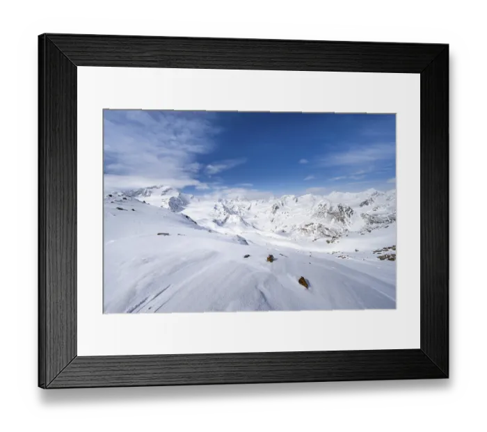 Framed Print : Snow-covered mountain landscape