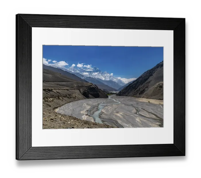 Framed Print : Huge riverbed before the Annapurna mountain range
