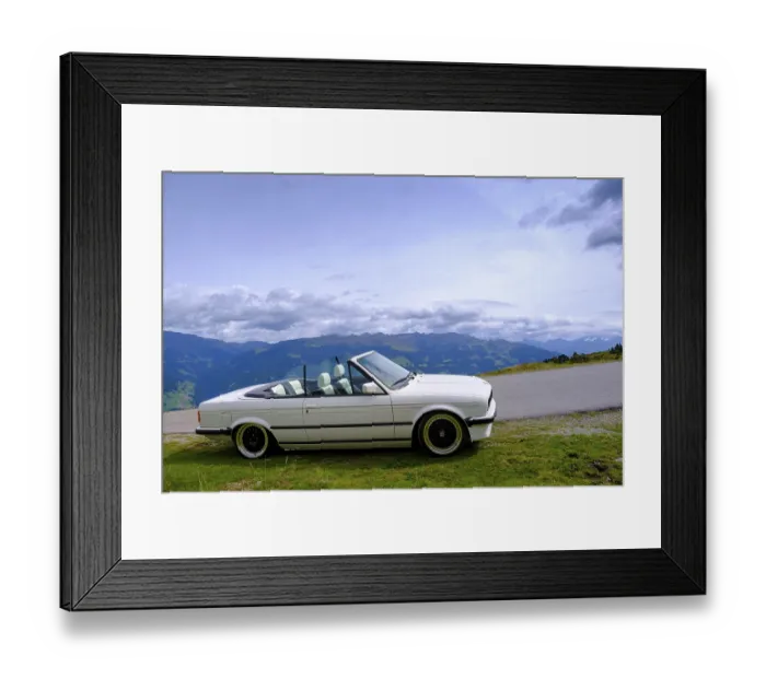 Framed Print : Cabriolet, car, classic car on the Zillertaler Hoehenstrasse