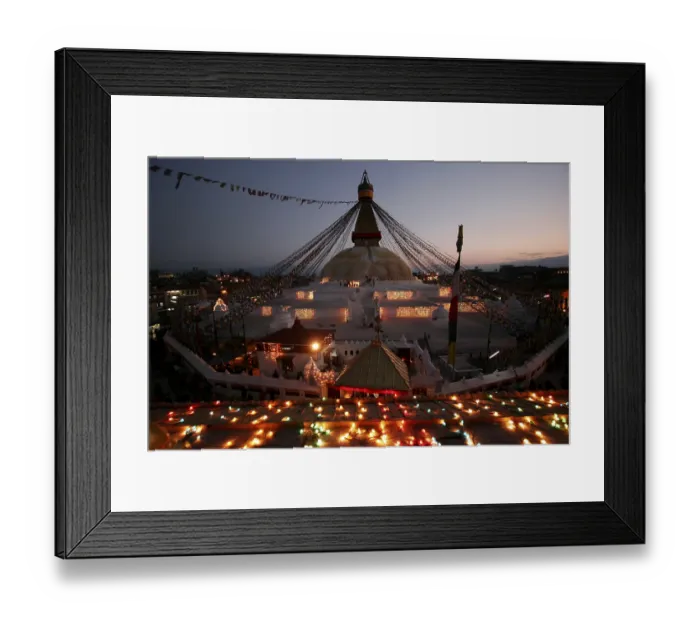 Framed Print : Stupa at dusk in Bodnath, a northeastern suburb of Kathmandu Framed Print : Stupa at dusk in Bodnath, a northeastern suburb of Kathmandu
