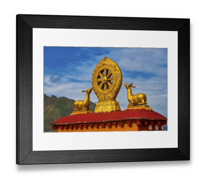 Framed Print : Buddhist symbols on the roof of the Jokhang temple Framed Print : Buddhist symbols on the roof of the Jokhang temple