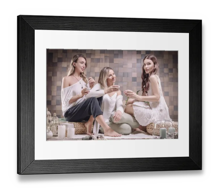 Framed Print : Image of three adult women in yoga place Framed Print : Image of three adult women in yoga place