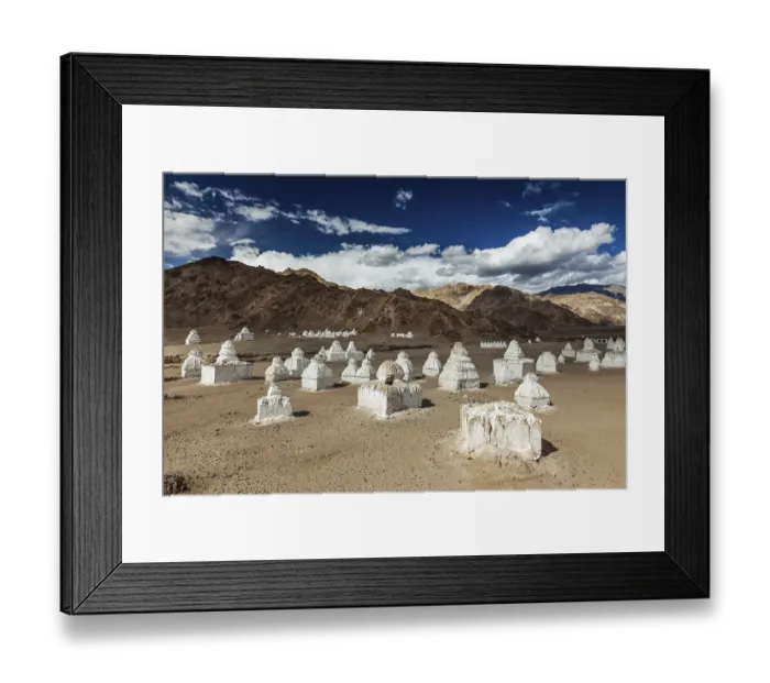 Framed Print : Whitewashed chortens (Tibetan Buddhist stupas)