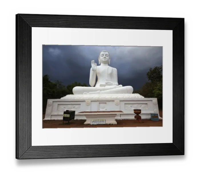 Framed Print : Buddha statue, Seated Buddha, stormy atmosphere Framed Print : Buddha statue, Seated Buddha, stormy atmosphere