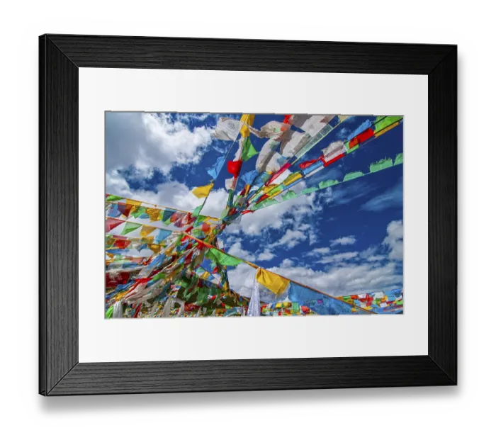 Framed Print : Prayer flags along the friendship highway