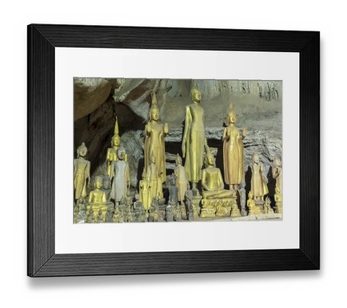 Framed Print : Numerous Buddha statues in Pak Ou Cave