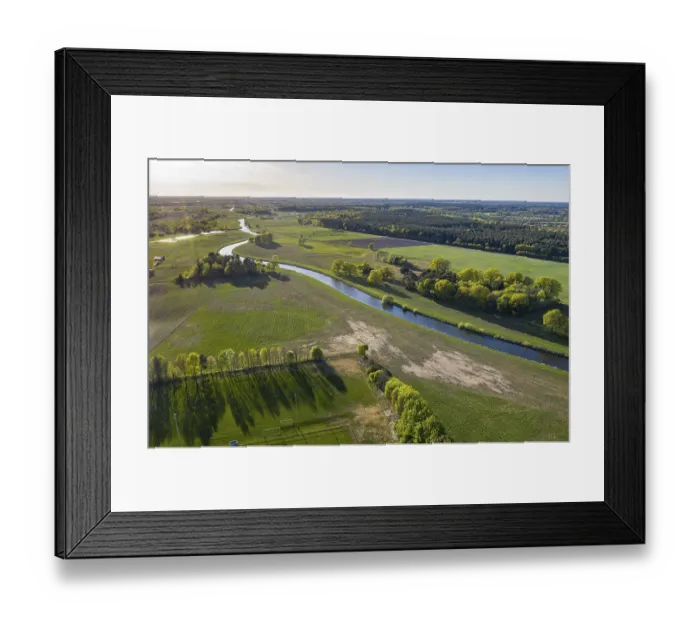 Framed Print : River Aller winding throug cultural landscape at Wienhausen east of Celle
