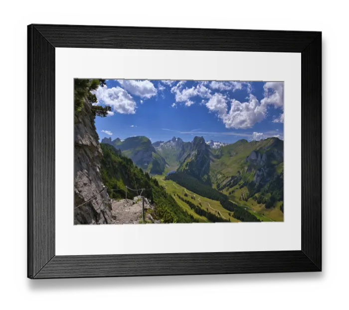 Framed Print : View of Alpstein with mountains Altmann and Saentis Framed Print : View of Alpstein with mountains Altmann and Saentis