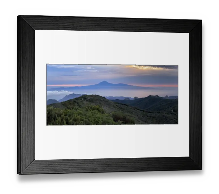 Framed Print : Sunrise, view of Mount Teide from Alto de Garajonay