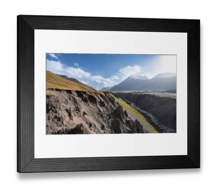 Framed Print : Valley with river Achik Tash between high mountains