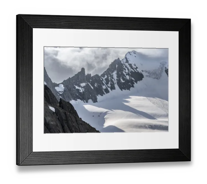 Framed Print : Mountain landscape with rock and snow