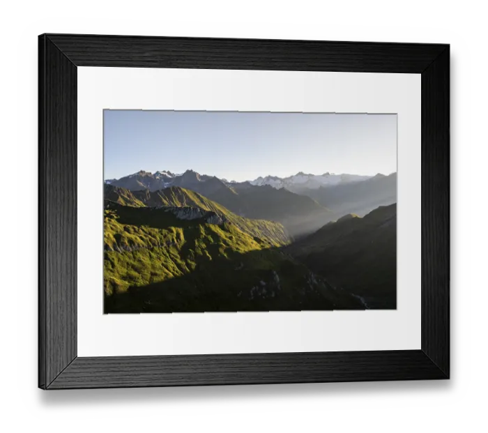 Framed Print : Mountain landscape at sunrise Framed Print : Mountain landscape at sunrise