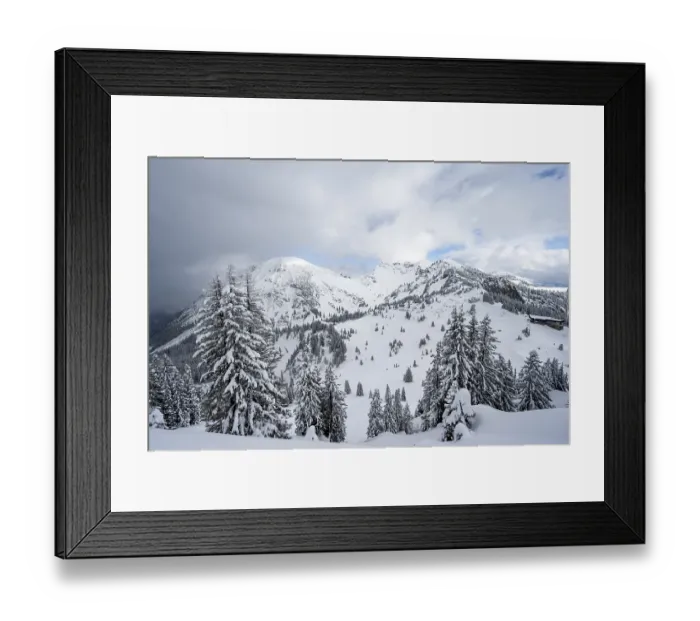 Framed Print : Mountain landscape in the snow
