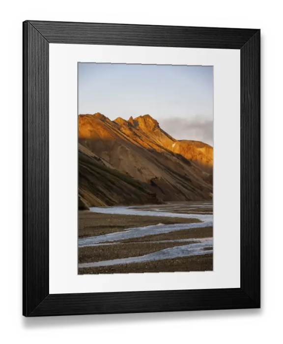 Framed Print : Rhyolite mountains and river Joekulgilskvisl