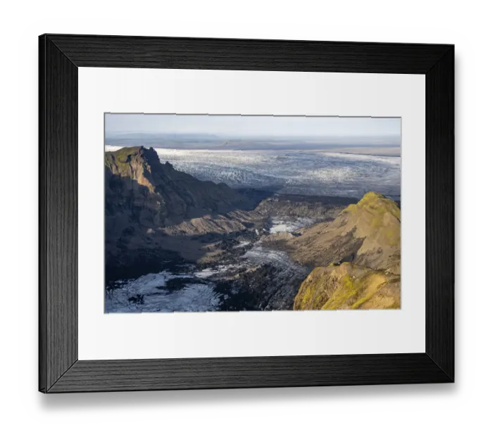 Framed Print : Impressive landscape with mountains and glaciers in the evening light