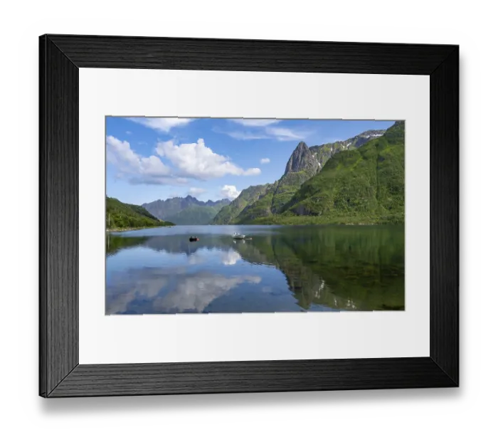 Framed Print : Small boats at the fjord Austnesfjorden Framed Print : Small boats at the fjord Austnesfjorden