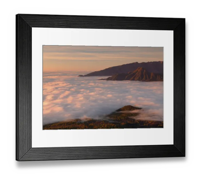 Framed Print : Cumbre Vieja at sunset, summits between clouds