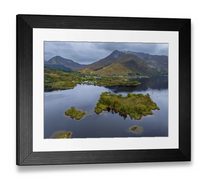 Framed Print : Mountains reflected in fjord, coast