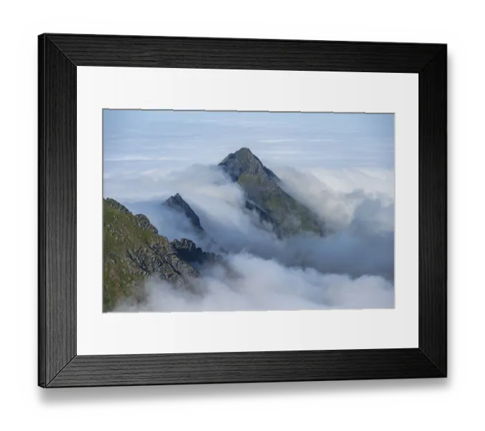 Framed Print : Mountain landscape in clouds, view from the top of Stornappstinden