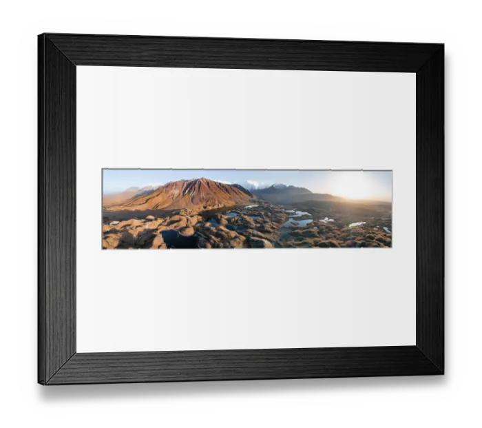 Framed Print : Aerial view, high mountain landscape with glacial moraines and mountain lakes