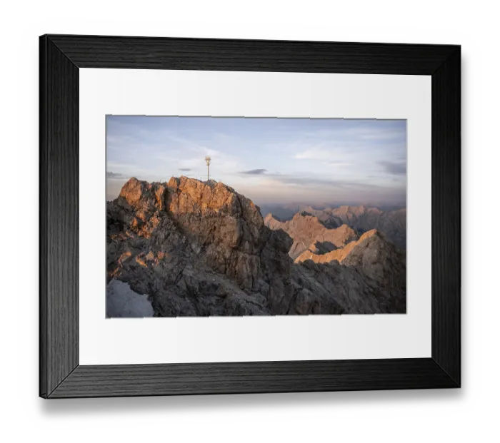 Framed Print : Summit of the Zugspitze with golden summit cross Framed Print : Summit of the Zugspitze with golden summit cross