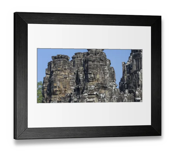 Framed Print : Panoramic image of giant stone-carved faces of the Bodhisattva Lokeshvara