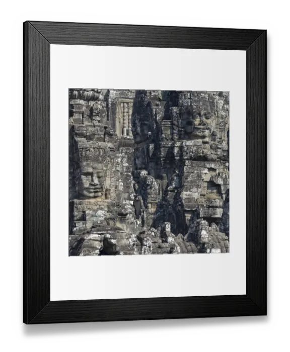 Framed Print : Panoramic image of giant stone-carved faces of the Bodhisattva Lokeshvara