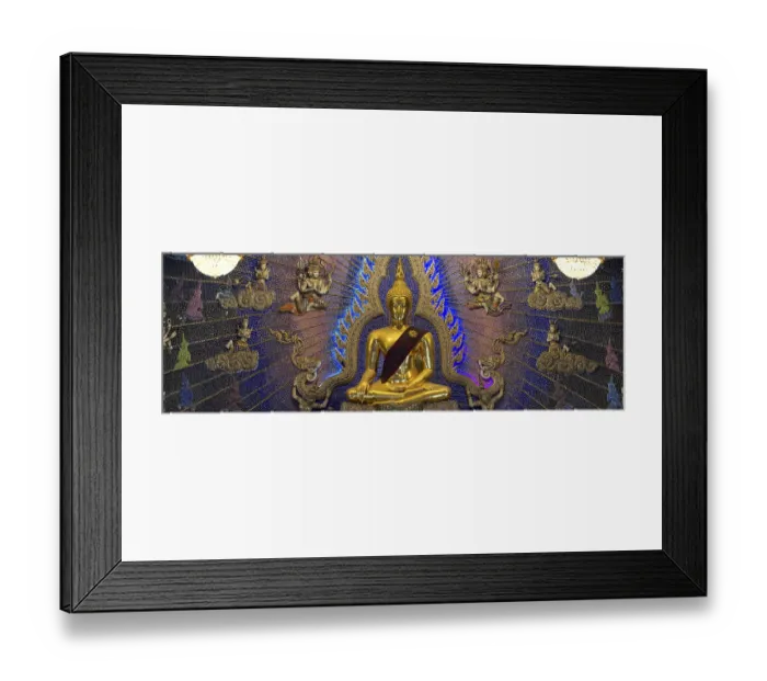 Framed Print : Golden Buddha statue with tunic Framed Print : Golden Buddha statue with tunic