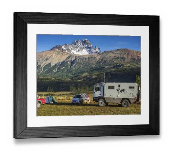 Framed Print : Tents on campsite in village Villa Cerro Castillo