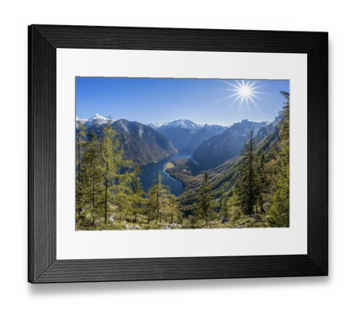 Framed Print : Panoramic view of the Koenigssee from the Archenkanzel viewpoint Framed Print : Panoramic view of the Koenigssee from the Archenkanzel viewpoint