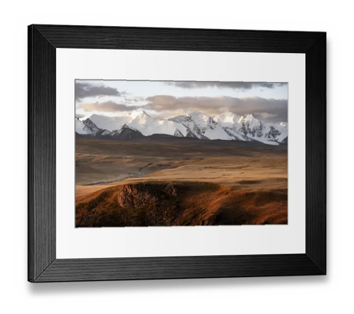 Framed Print : Glaciated and snow-covered mountains