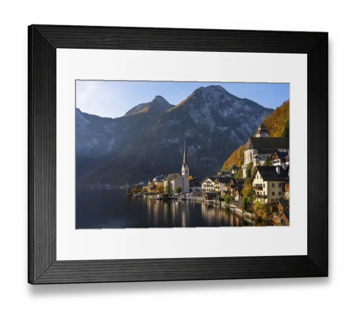 Framed Print : View of Hallstatt and Lake Hallstatt as well as the surrounding mountains