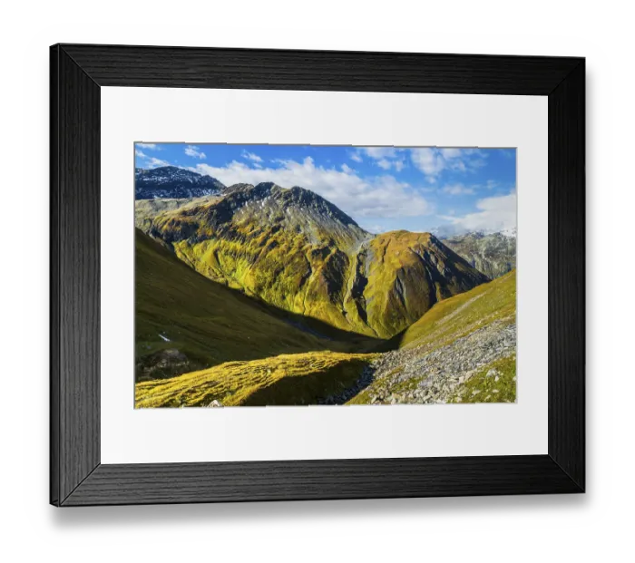 Framed Print : View of pass Furkapass, valley of Urserental