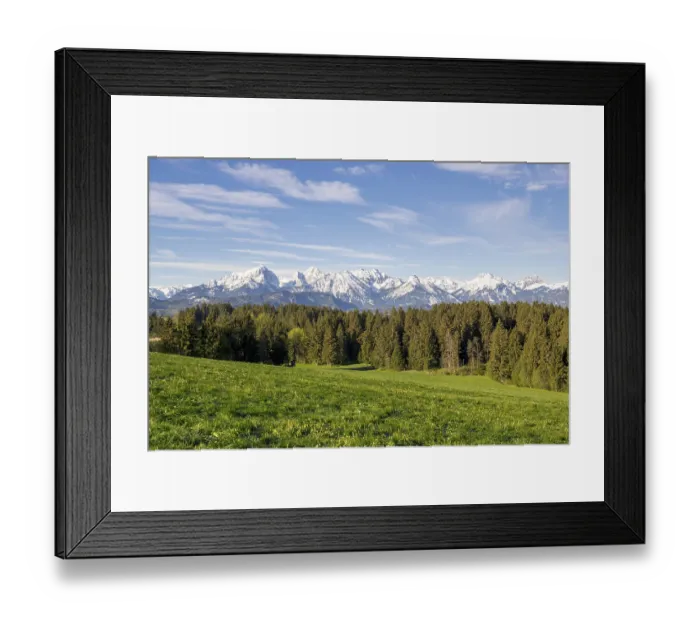Framed Print : Spring meadow near Fuessen, Allgaeu Alps
