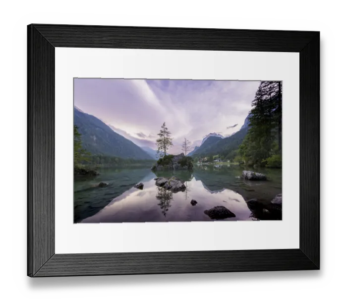 Framed Print : Hintersee with rocks and trees in the foreground