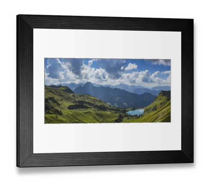 Framed Print : Panorama from the Zeigersattel to the Seealpsee Framed Print : Panorama from the Zeigersattel to the Seealpsee