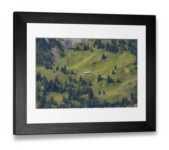 Framed Print : Obere Lugen Alpe in the Oytal valley below the Hahnenkoepfl