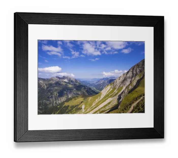 Framed Print : View from the Rappenseehuette into the Stillachtal valley as far as Oberstdorf Framed Print : View from the Rappenseehuette into the Stillachtal valley as far as Oberstdorf