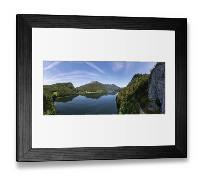 Framed Print : Drone image, Schwarzensee in the Schafberg massif near Sankt Wolfgang
