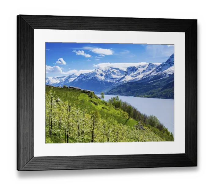 Framed Print : View of snow-covered mountains