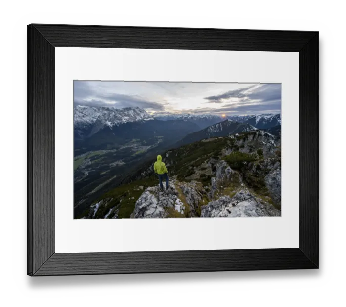 Framed Print : View Mountain panorama with Wetterstein mountains and Zugspitze