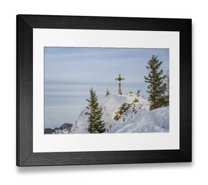 Framed Print : Summit cross on the Rauhkopf, Mangfall mountains